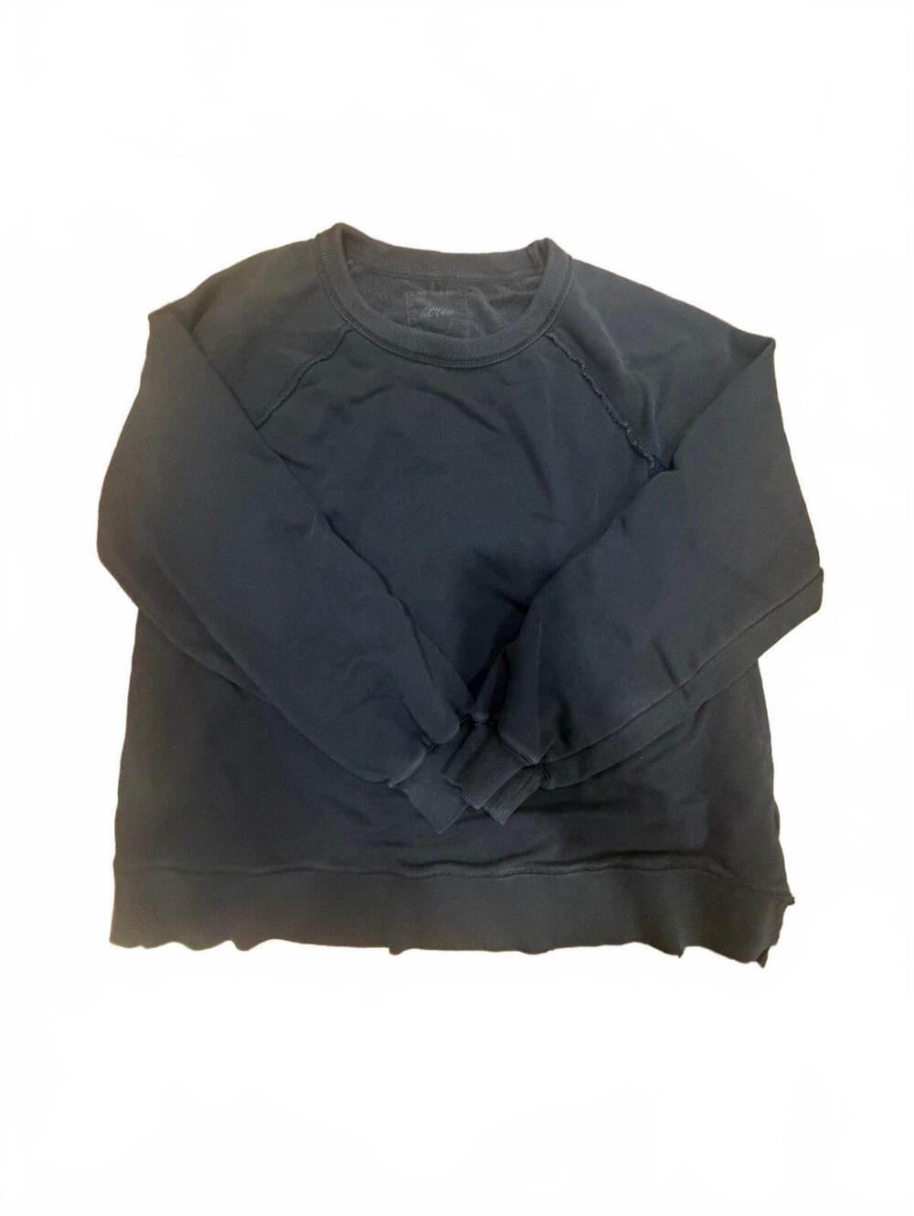 Aerie Women’s Large Black Crewneck Sweatshirt Distressed Raw Seam Pullover